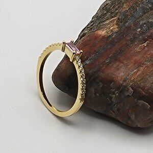Sterling Silver Gold Plated Ring Size 7 Pink Zircon Stone NWT Jewelry